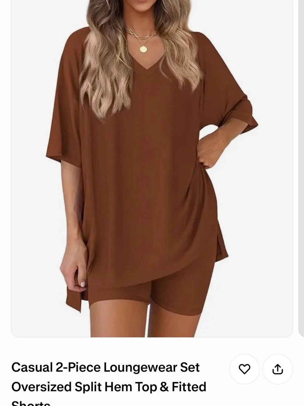 High-Waist Brown Lounge Shorts - Casual 2-Piece Set